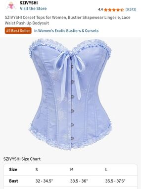Sky BLUE Lace-Trim Corset Bustier